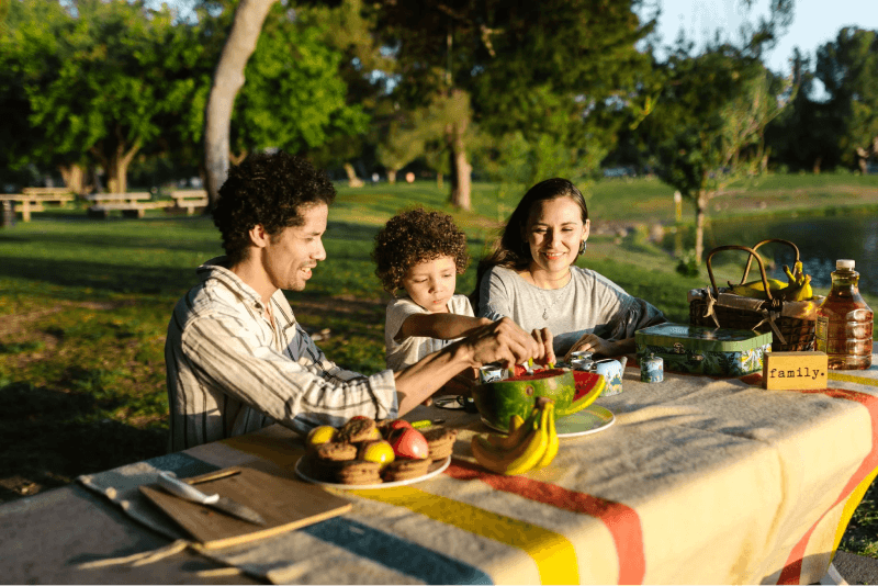 family eating out